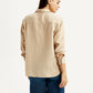Women's Textured Beige Relaxed Fit Shirt - Back View