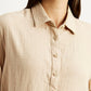 Women's Textured Beige Relaxed Fit Shirt - Detail View