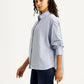 Women's Textured Light Blue Relaxed Fit Shirt - Side View