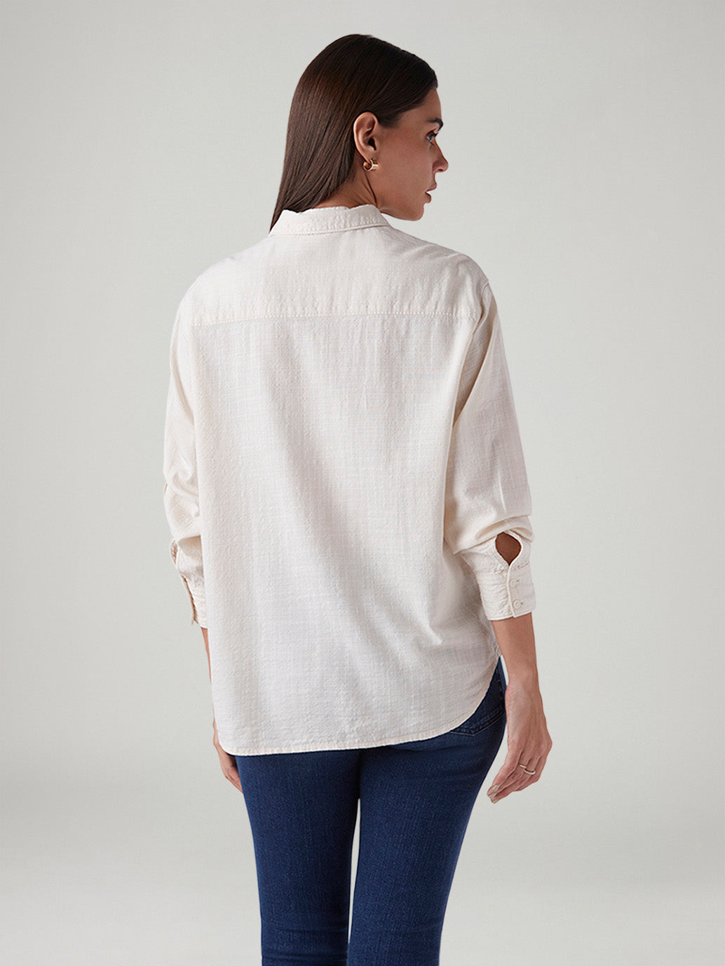 Women's Solid Relaxed Fit Shirt - Back View