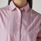 Women's Pink Striped Relaxed Fit Poplin Shirt - 0f19f83c-aa6a-4484-b86a-4f24ff463b90 View