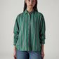 Women's Striped Relaxed Fit Double Cloth Shirt - Front View