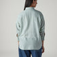 Women's Striped Relaxed Fit Linen Shirt - Back View