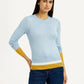 Women's Colorblock Blue Crew Neck T-shirt - Styleshot View