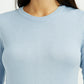 Women's Colorblock Blue Crew Neck T-shirt - Detail View
