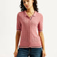 Women's Textured Slim Fit Polo T-shirt - Front View