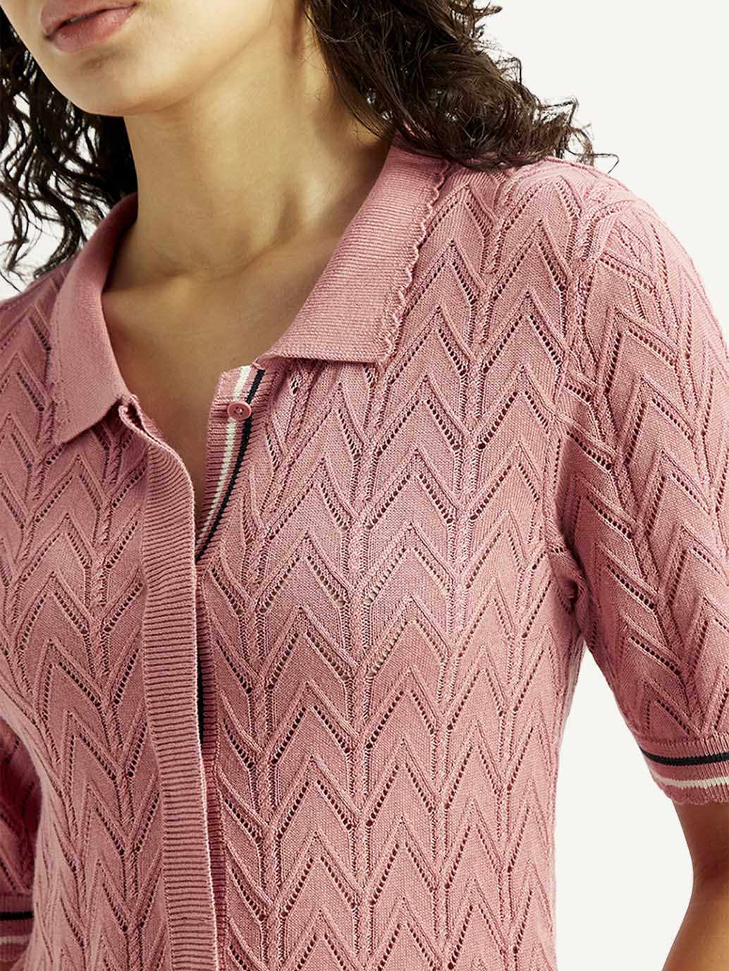 Women's Textured Slim Fit Polo T-shirt - 20 View