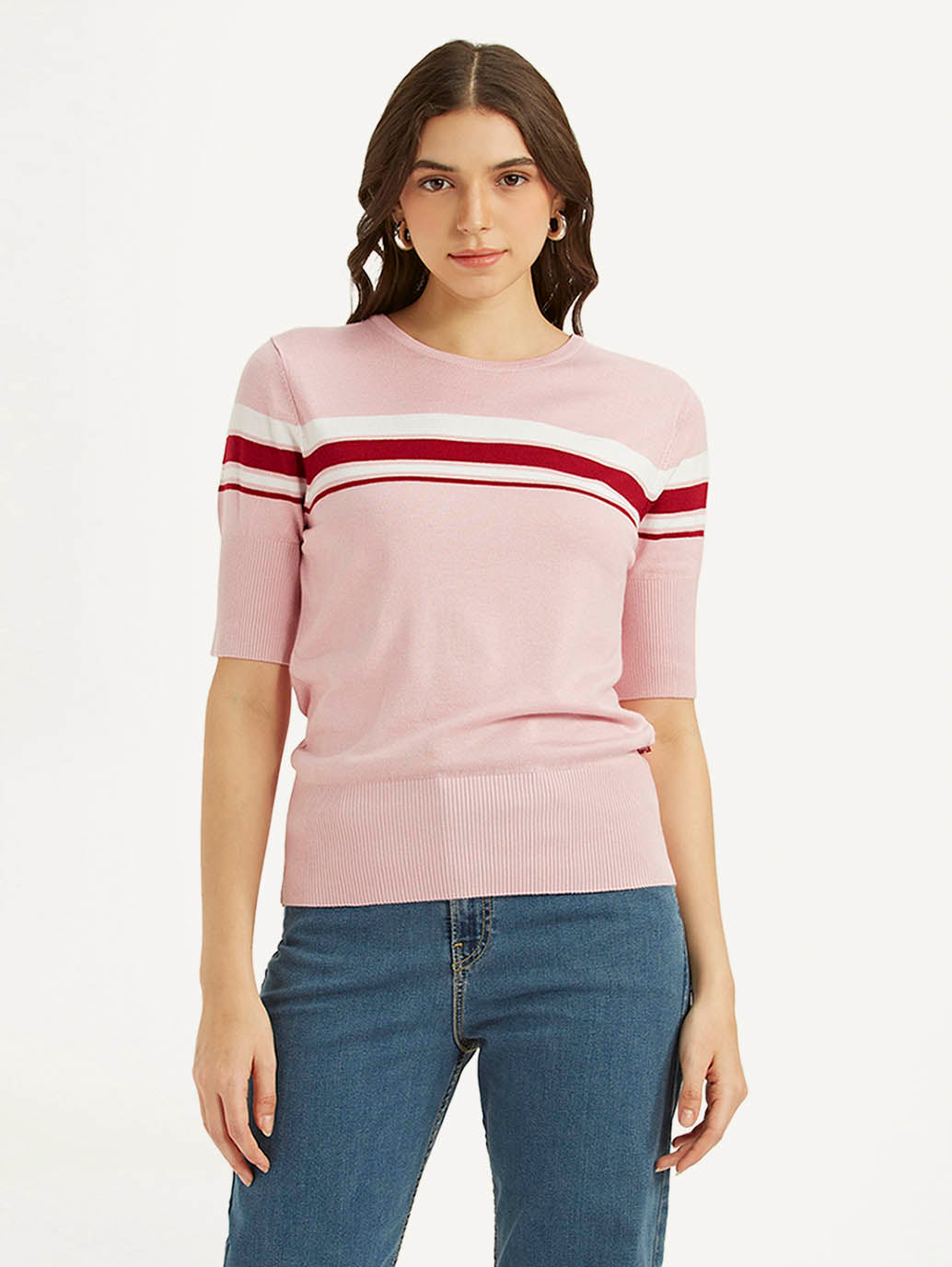 Women's Striped Regular Fit T-shirt - 2b935579-3adf-46ea-ad42-40203c4caf37 View