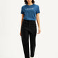 Women's Black Loose Tapered Fit High Rise Jeans - Front View