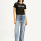 Women's Light Blue Ribcage Bell Bottom Wide Leg Fit High Rise Jeans - Front View