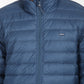 Men's Solid Blue Quilted Jacket - Detail View