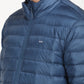 Men's Solid Blue Quilted Jacket - Detail View