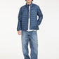Men's Solid Blue Quilted Jacket - 7 View