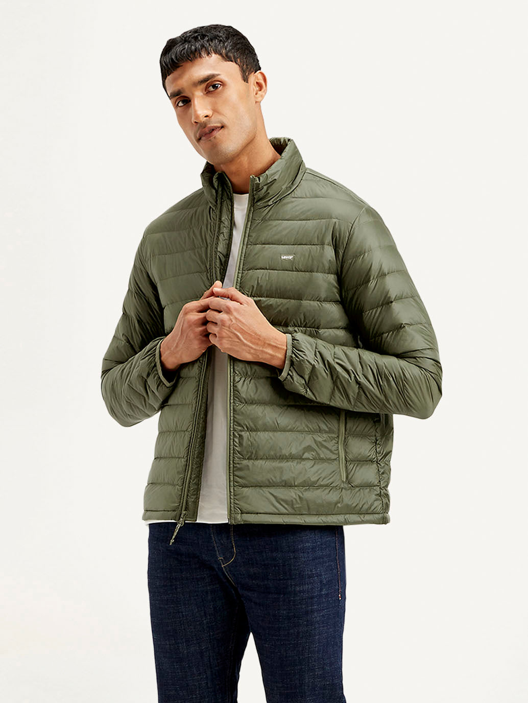 Men's Solid Olive Jacket - Styleshot View