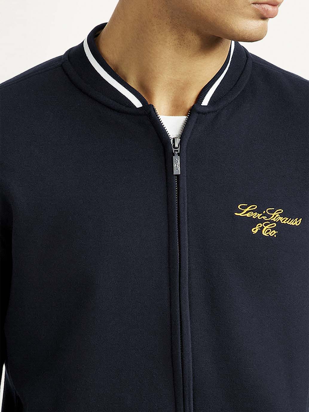 Men's Brand Logo Black Collar Neck Sweatshirt - Detail View