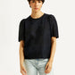 Women's Floral Black Round Neck Top - Front View