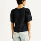 Women's Floral Black Round Neck Top - Back View