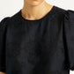 Women's Floral Black Round Neck Top - Detail View