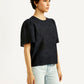 Women's Floral Black Round Neck Top - Side View