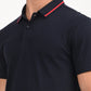 Men's Solid Navy Slim Fit Polo T-shirt - deatil View