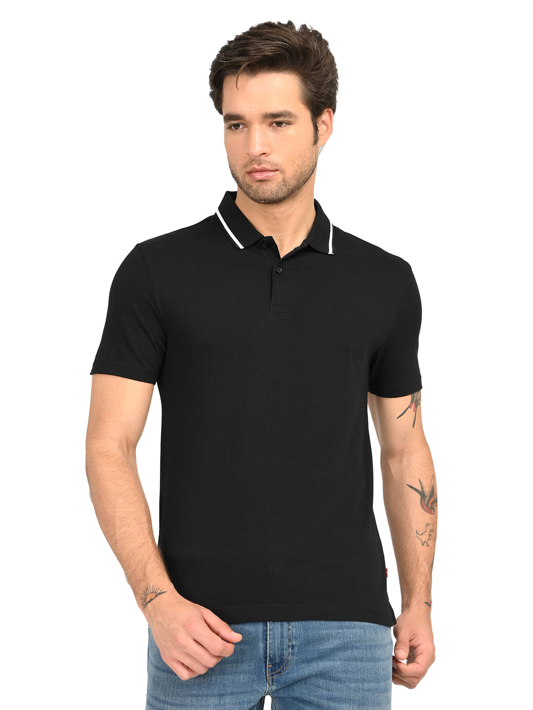Men's Solid Black Polo T-Shirt