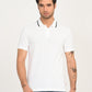 Men's Solid White Slim Fit Polo T-shirt - frount View
