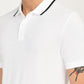 Men's Solid White Slim Fit Polo T-shirt - deatil View
