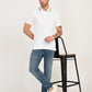 Men's Solid White Slim Fit Polo T-shirt - 6 View