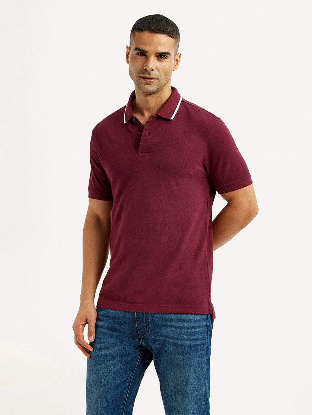 Men's Solid Maroon Polo T-Shirt - Styleshot View