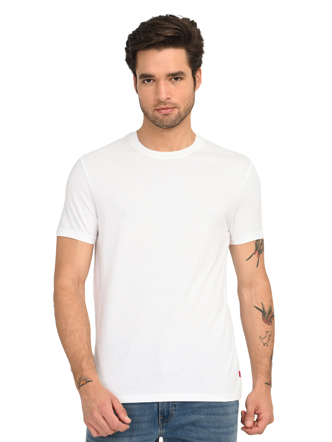 Men's Solid White Slim Fit T-Shirt