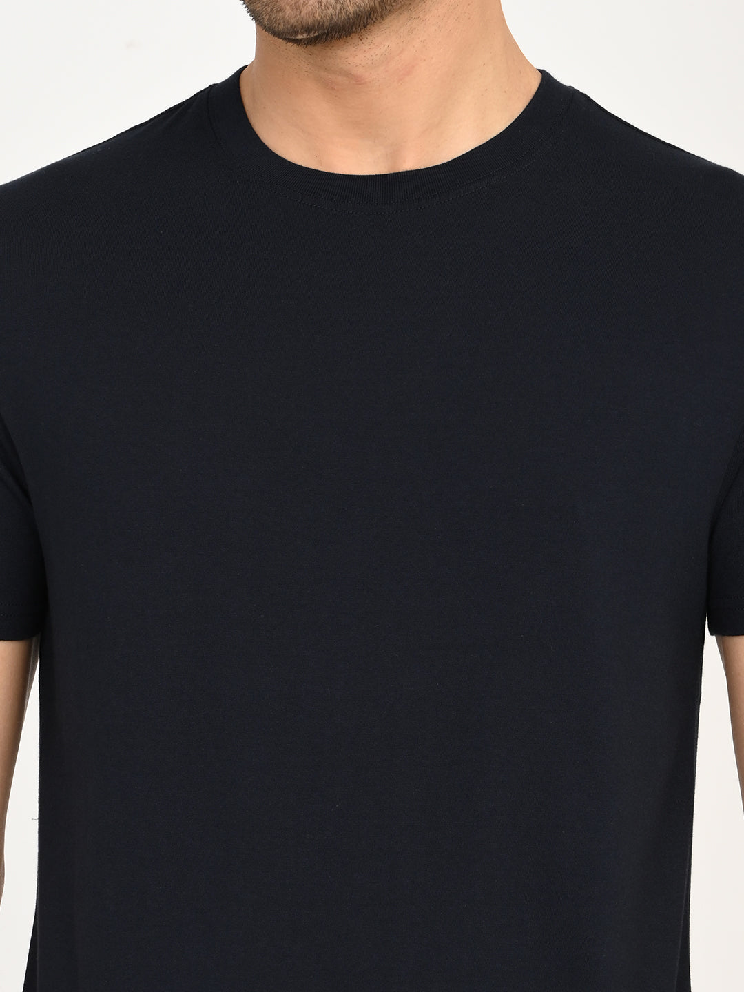 Men's Solid Black Slim Fit T-Shirt - deatil View