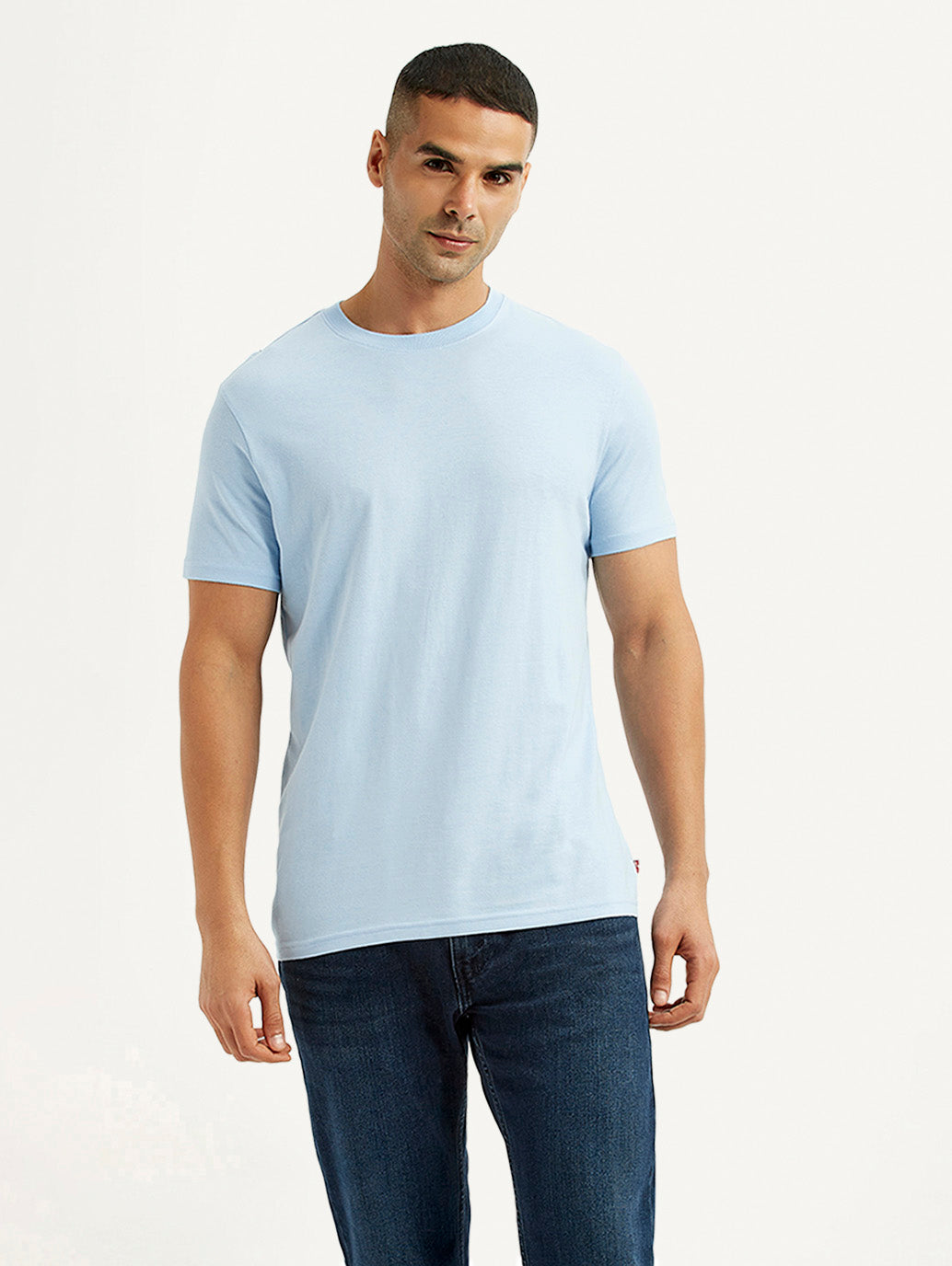 Men's Solid Light Blue Crew Neck T-Shirt