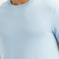 Men's Solid Light Blue Crew Neck T-Shirt - Detail View