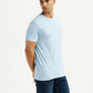 Men's Solid Light Blue Crew Neck T-Shirt - Side View
