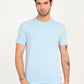 Men's Solid Light Blue Crew Neck T-Shirt - frount View