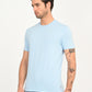 Men's Solid Light Blue Crew Neck T-Shirt - side View