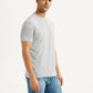 Men's Solid Light Grey Crew Neck T-shirt - Side View