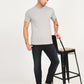 Men's Solid Light Grey Crew Neck T-shirt - 6 View