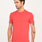 Men's Solid Coral Crew Neck T-Shirt - side View