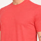 Men's Solid Coral Crew Neck T-Shirt - deatil View