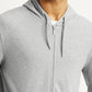 Men's Solid Light Grey Hooded Sweatshirt - Detail View