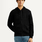 Men's Solid Black Hooded Sweatshirt - Front View