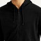 Men's Solid Black Hooded Sweatshirt - Detail View