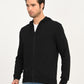 Men's Solid Black Hooded Sweatshirt - side View