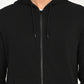 Men's Solid Black Hooded Sweatshirt - deatil View