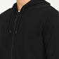 Men's Solid Black Hooded Sweatshirt - deatil View