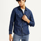 Men's Solid Blue Slim Fit Denim Shirt - Styleshot View