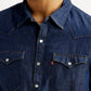 Men's Solid Blue Slim Fit Denim Shirt - Detail View