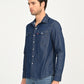 Men's Solid Blue Slim Fit Denim Shirt - side View