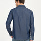 Men's Solid Blue Slim Fit Denim Shirt - back View